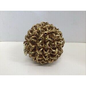 Christmas ball ornament glittery gold 6”